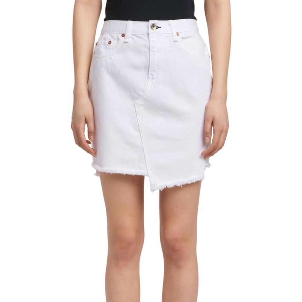Rag & Bone Asymmetrical White Denim Skirt